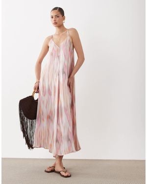 Y.A.S Double Cami Strap Drapey Midi Dress - Pink