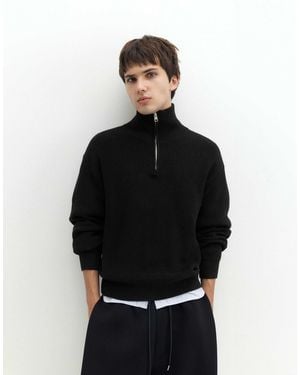 Pull&Bear Pullover mit halbem reißverschluss - Schwarz