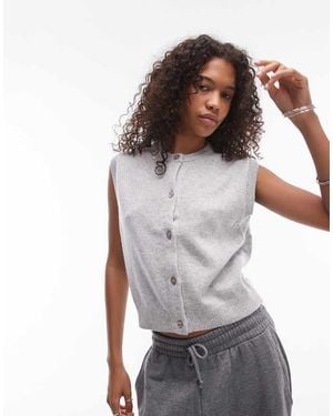 SELECTED Femme Knitted Button Vest - Grey