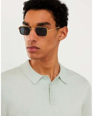 River Island Flat Top Rectangle Sunglasses - Metallic