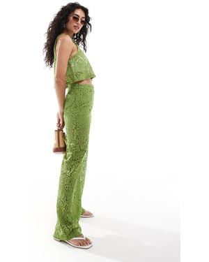 Object Wide Leg Lace Trouser Co-Ord - Green