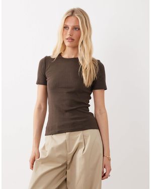 Jdy Pointelle T-shirt - Brown