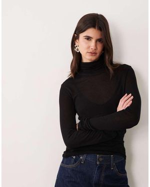 ASOS Doorschijnende Second-Skin Gebreide Top Met Col - Zwart