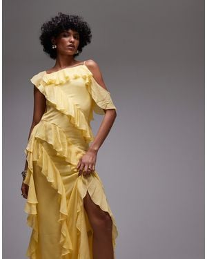& Other Stories Maxi Slip Dress With Tiered Ruffle Detail And Low Tie Back - Metallic