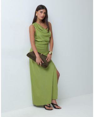 The Frolic Exclusive Satin Ruched Maxi Dress - Green