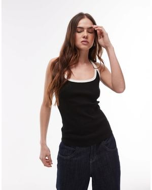 TOPSHOP – geripptes trägertop - Schwarz