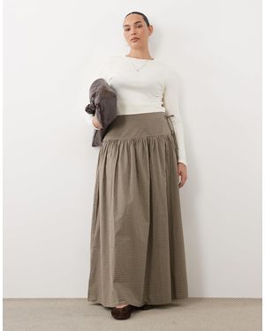 Brave Soul Brave Soul Curve Check Maxi Skirt - Natural