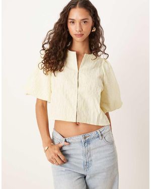 Y.A.S Blusa Amarillo Tenue Con Detalle De Cierre De Tejido Texturizado De - Blanco