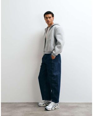 ASOS Jeans A Cilindro Lavaggio Scuro Con Cuciture - Blu