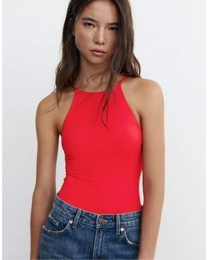 Pull&Bear Halter Strappy Bodysuit - Red