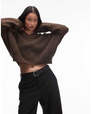 Nia Freya Chunky Knitted V-neck Jumper - Black