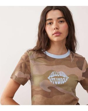 Collusion Camo Print Baby Tee - Brown