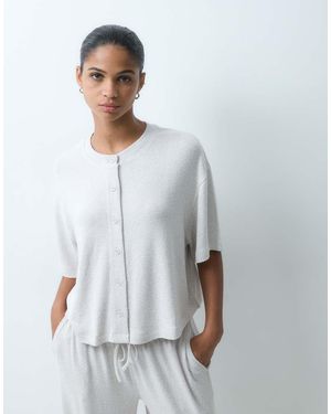 ASOS Top Met Structuur, Gebreid, Boxy En Cropped, Met Knopen, Co-Ord Set - Wit