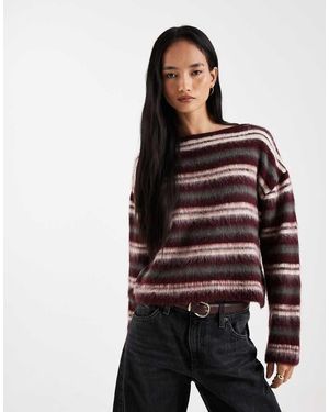 ASOS Jersey A Rayas Burdeos De Punto Cepillado De - Multicolor