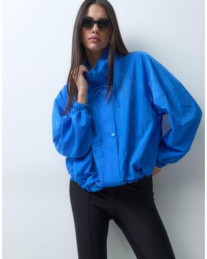 Lioness Penthouse Tie Funnel Neck Windbreaker Jacket - Blue