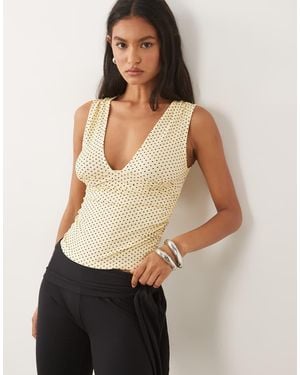 Motel Lycia Plunge Top - Natural