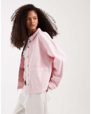 Vero Moda Denim Shacket With Front Pockets - Pink
