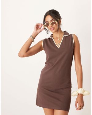 Mango Knitted Polo Dress - Brown
