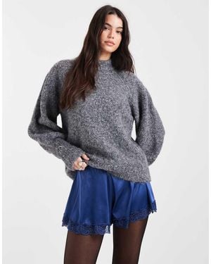 Miss Selfridge Lace Trim Hot Pant Shorts - Blue