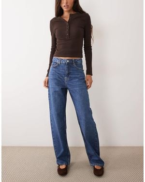 Jdy Bailey High Waist Slim Barrel Jeans - Blue