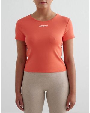 Aim'n T-Shirt Elasticizzata Color Mandarino - Rosso