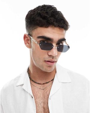 ASOS Gafas De Sol Doradas Rectangulares Con Montura Al Aire Y Lentes Ahumadas De - Metálico