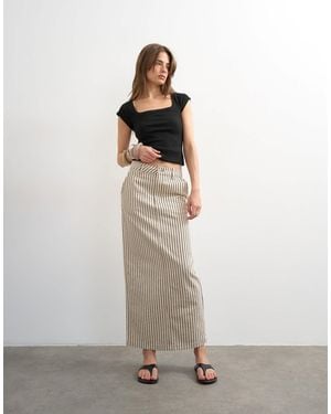 TOPSHOP Denim Column Maxi Skirt - White