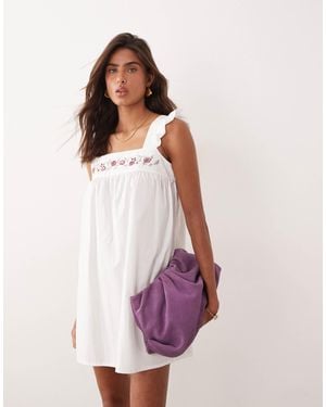 Motel Sanaly Poplin Ruffle Sleeve Mini Dress - Pink