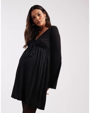Mama.licious Mamalicious Maternity Soft Jersey Nursing Friendly Wrap Detail Dress - Black