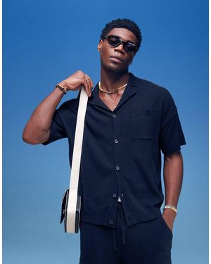 ASOS Polo Oversize Squadrata Leggera Nera Con Bottoni - Blu