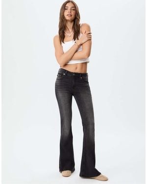 Stradivarius D04 Low Rise Flared Jeans - White