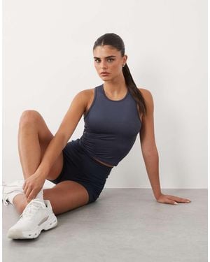 4505 Active Slightly Cropped High Neck Vest - Blue