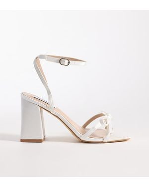 Be Mine Wide Fit Be Mine Bridal Wide Fit Tamara Block Heeled Sandals With Bow Detailing - White