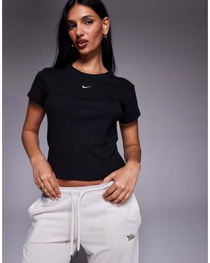 Nike Ribbed Short Sleeve Top - Blue