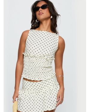 Princess Polly Tovie Linen Blend Drop Waist Detail Mini Skirt Co-ord - White