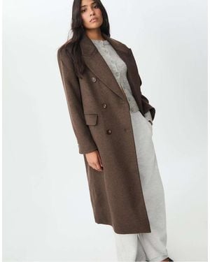 Stradivarius Long Double-breasted Coat - Brown
