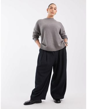 Collusion Balloon Leg Trouser With Tie Waist - Gray
