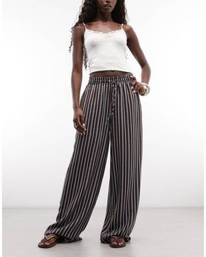 ASOS Pantalon à enfiler ensemble coordonné à rayures marron et bleues - Multicolore