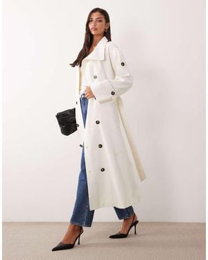 Aria Cove Belt Detail Wide Sleeve Trench Maxi Coat - Natural