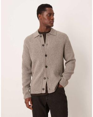 Mango Knitted Polo Cardigan - Natural