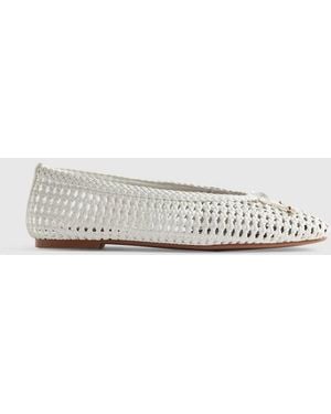 River Island Woven Ballet Court Shoes - White