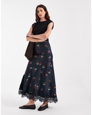 ASOS Satin Fishtail Maxi Skirt - Blue