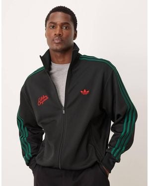 adidas Originals Script Logo And Rose Track Top - Black
