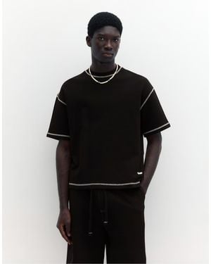 Pull&Bear Short Sleeve Stwd Seam Sweatshirt - Black