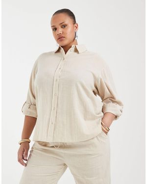 ONLY 100% Cotton Long Sleeve Shirt Co-Ord - Natural