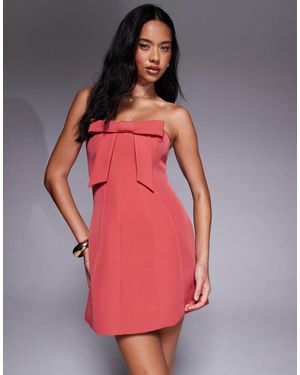Forever New Bow Woven Structu Mini Dress - Red
