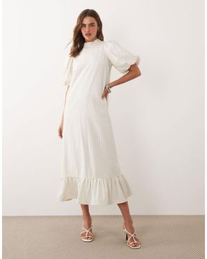 Ghospell – hochgeschlossenes midikleid - Natur
