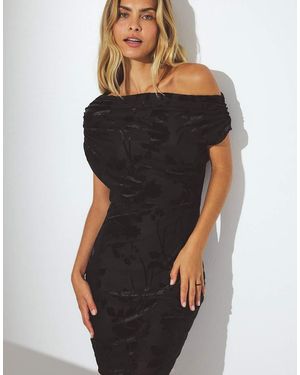NA-KD Draped Shoulder Burn Out Mini Dress - Black