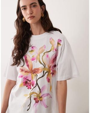 ASOS Oversized T-shirt With Watercolour Flower Graphic - Multicolour