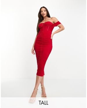 Jaded Rose Tall – gerafftes, midaxikleid - Rot